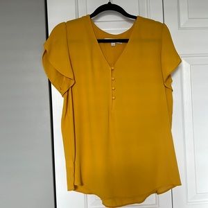 Loft mustard yellow flowy top